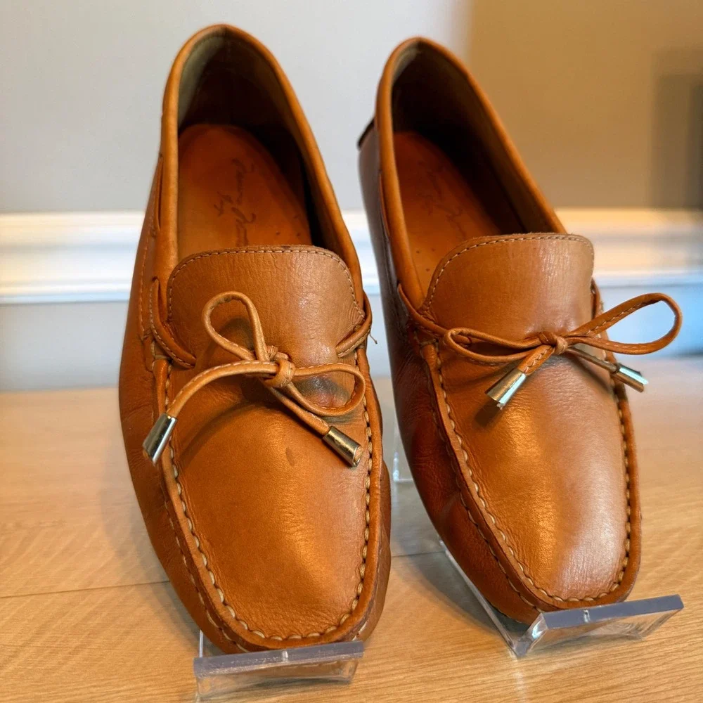 Massimo Matteo‎ Womens Tan Leather Driving Loafers Bow Moccasin MM-306 Size 7 B